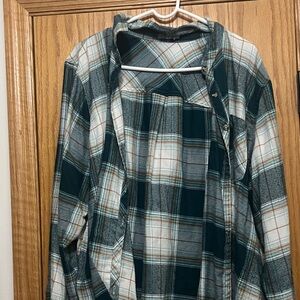 Maurices Teal and White Plaid Shirt